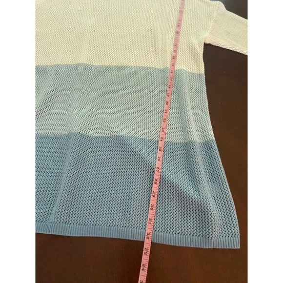 Pendleton Blue and White Ombre Colorblock Knit Sweater Semi-Sheer Size XL - Picture 9 of 9